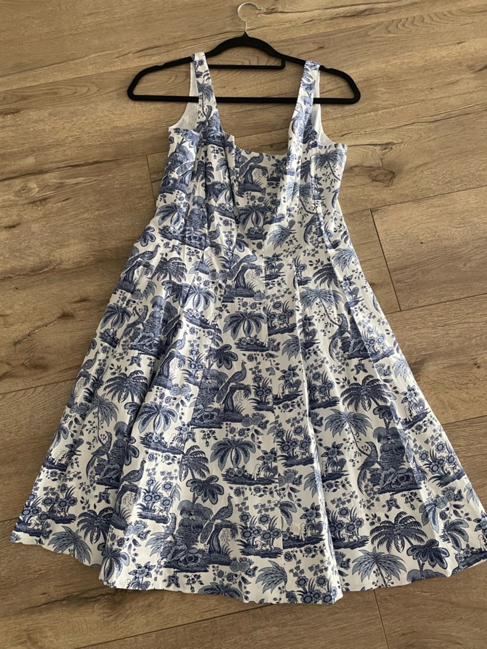 STAUD White Dress with Blue Floral Print